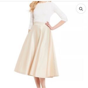 NWT Cremieux Dillards gold Dolores midi skirt ribbed rose gold 6